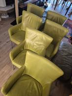 6 groene lederen eetkamerstoelen, Huis en Inrichting, Ophalen