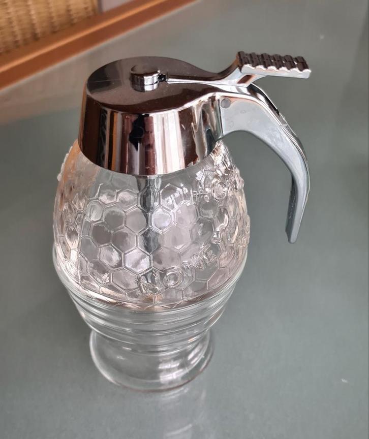 Glazen Honing / siroop Dispenser / Doseerder, Huis en Inrichting, Keuken | Keukenbenodigdheden, Ophalen of Verzenden