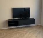 Tv meubel wand kast 160cm breed zwart eiken, Huis en Inrichting, Kasten | Wandmeubels, 150 tot 200 cm, Ophalen of Verzenden, Zo goed als nieuw