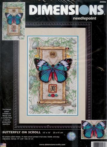 Cado dimensions borduurpakket butterfly on scroll stramien beschikbaar voor biedingen
