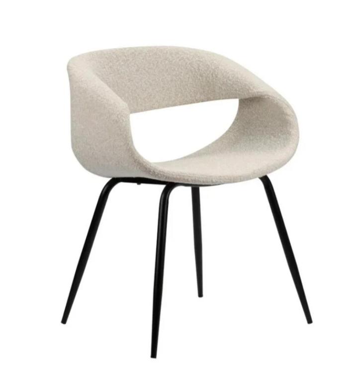 Eetkamerstoel Whale | Wit, Huis en Inrichting, Stoelen, Nieuw, Eén, Metaal, Stof, Wit, Ophalen of Verzenden
