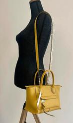 Nieuw leder Longchamp tas met kaartjes eraan €399,-, Verzenden, Nieuw, Geel, Handtas