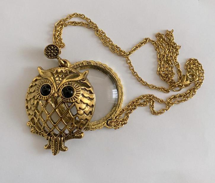 vergrootglas loep loupe goudkleurig aan lange ketting 65 cm., Hobby en Vrije tijd, Vergrootglazen, Loepen en Loeplampen, Nieuw