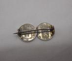 Zilveren antiek munt broche Nederl. Indie nr.678, Sieraden, Tassen en Uiterlijk, Broches, Minder dan 4 cm, Zo goed als nieuw, Zilver