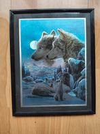 Litho schilderijtje wolven, Antiek en Kunst, Ophalen of Verzenden