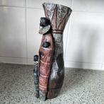 Mooie afrikaanse handgesneden vaas. Moeder met baby en kind., Antiek en Kunst, Kunst | Designobjecten, Ophalen of Verzenden