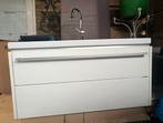 Witte Wastafel met ladekast, Ophalen, Gebruikt, 100 tot 150 cm, Minder dan 100 cm