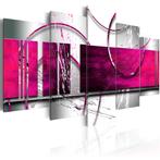 229 Abstract Paars Grijs 5 Luik Canvas Schilderij 200x100cm, Ophalen, Nieuw, 125 cm of meer, Schilderij