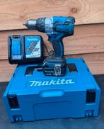 Makita DHP481 + accu + lader en box, Doe-het-zelf en Verbouw, Gereedschap | Boormachines, Ophalen of Verzenden, Gebruikt, Boor- en Schroefmachine
