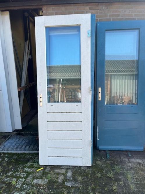 Hardhouten buiten deur deuren van 79,5 breed en 218 hoog, Doe-het-zelf en Verbouw, Deuren en Horren, Gebruikt, Buitendeur, 200 tot 215 cm