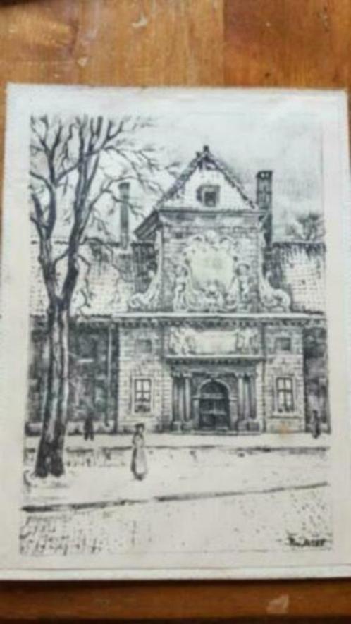 Litho Paul van Alff "Hofje van Nieuwkoop, Den Haag, Antiek en Kunst, Kunst | Litho's en Zeefdrukken, Ophalen