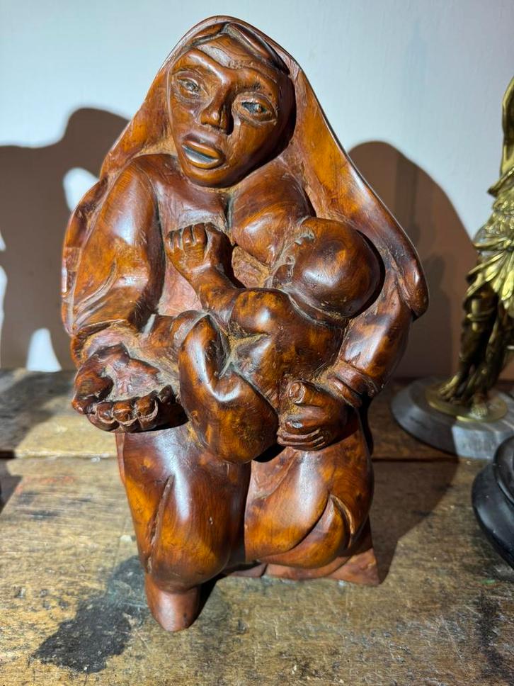 Zeer zwaar antiek massief houten beeld Bali 🤔( zie foto's), Antiek en Kunst, Kunst | Beelden en Houtsnijwerken, Ophalen of Verzenden