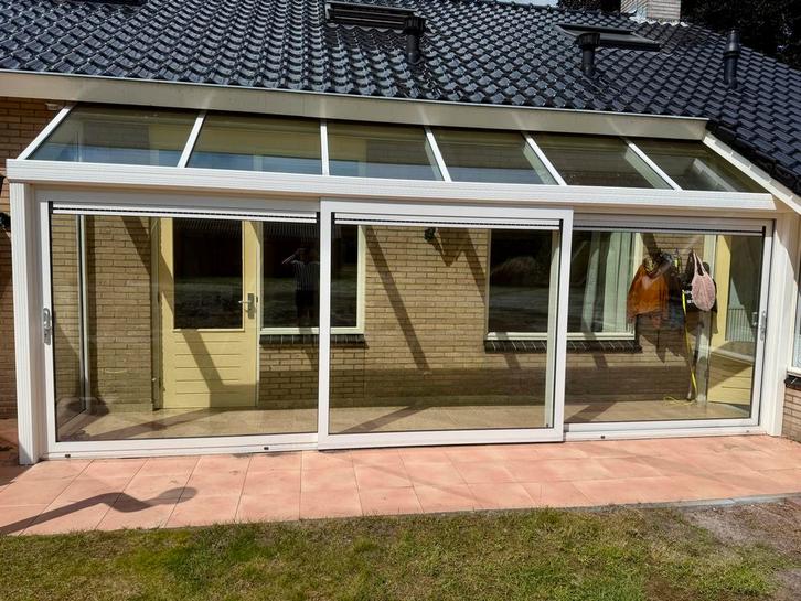 Serre (6,62x1,28mtr) met Schuifpui, verlichting & dubbelglas, Doe-het-zelf en Verbouw, Kozijnen en Schuifpuien, Zo goed als nieuw