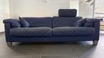 Bank De Sede DS17 240cm, blauw leer, met neksteun, Huis en Inrichting, Ophalen, Gebruikt, Driepersoons, Rechte bank
