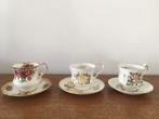 Kop en Schotel retro/vintage bloemen goud Fine Bone China, Ophalen of Verzenden