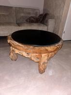 Teak Salontafel + Glasplaten (90 & 80cm), Huis en Inrichting, Tafels | Salontafels, Ophalen, Gebruikt, 50 tot 100 cm, Minder dan 50 cm