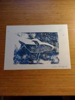 De walvis lino print, Antiek en Kunst, Kunst | Litho's en Zeefdrukken, Ophalen of Verzenden