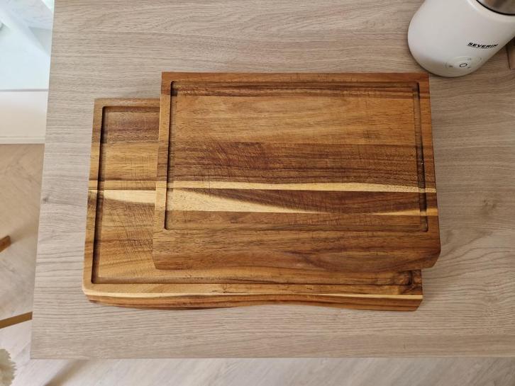Snijplank set van massief acacia hout, Huis en Inrichting, Keuken | Keukenbenodigdheden, Gebruikt, Ophalen