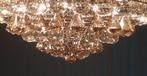 Beige taupe GROTE KRISTAL pegels kroonluchter zwaar glas, Ophalen of Verzenden, Zo goed als nieuw, Glas