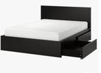 Ikea bed Malm zwartbruin 160x200, Huis en Inrichting, Slaapkamer | Bedden, Ophalen, Zwart, Tweepersoons, Zo goed als nieuw