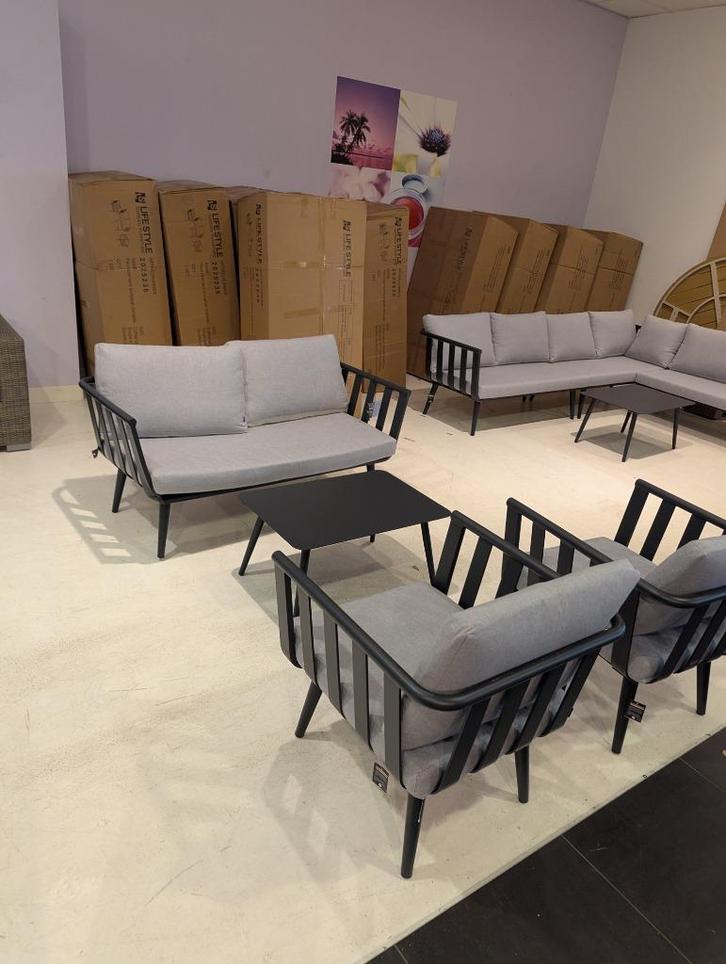 Paca stoel-bank loungeset, Tuin en Terras, Tuinsets en Loungesets, Nieuw, Loungeset, Aluminium, 4 zitplaatsen, Bank, Stoel, Ophalen