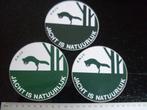 3x sticker jacht is natuurlijk knjv jagen jager logo vos, Verzenden, Zo goed als nieuw, Dier en Natuur