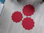 Rode vilten onderzetters / placemat bloem, 3 st, Ophalen of Verzenden