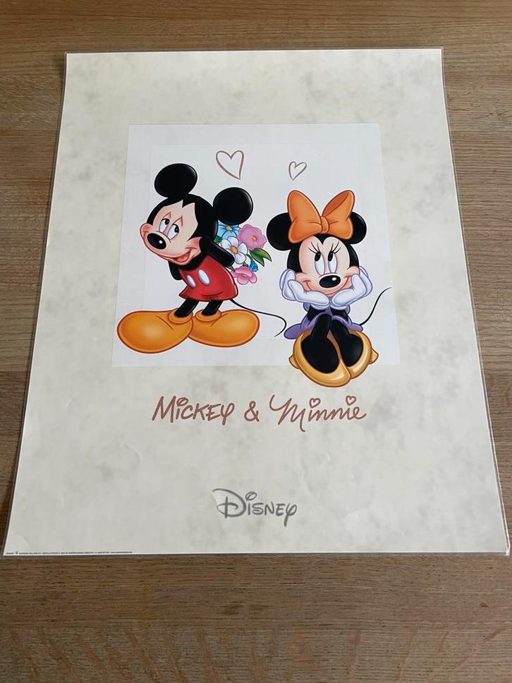 2 vintage Disney prenten Mickey en Winnie, Verzamelen, Disney, Zo goed als nieuw, Mickey Mouse, Ophalen of Verzenden