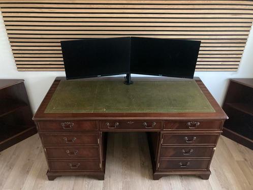 Engels computer bureau mahonie hout, groen inleg schrijfblad, Antiek en Kunst, Antiek | Kantoor en Zakelijk, Ophalen