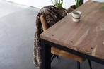 Houten Eettafel - Metalen Onderstel - 4cm Dik Blad, Metaal, Vijf personen of meer, Industrieel, Rechthoekig