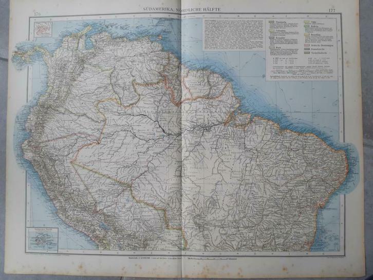 176-177 / Noord zijde van Zuid-Amerika Litho uit 1899, Antiek en Kunst, Kunst | Litho's en Zeefdrukken, Ophalen of Verzenden