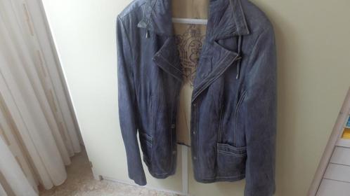 leren jasje merk David Moore, Kleding | Dames, Jassen | Zomer, Zo goed als nieuw, Maat 42/44 (L), Blauw, Ophalen of Verzenden