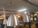 2 Mooie Grote Metallic/Grijze Hanglampen. (Set), Huis en Inrichting, Lampen | Hanglampen, Ophalen, Gebruikt, Metaal, 50 tot 75 cm