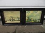 Antieke zwarte lijsten met prent, Huis en Inrichting, Woonaccessoires | Lijsten, Minder dan 50 cm, Gebruikt, Ophalen of Verzenden