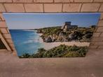 Canvas foto schilderij zee en strand tulum mexico 120x80cm., Ophalen of Verzenden