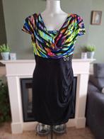 Fuego Woman gekleurde jurk waterval 42 Gratis Verzenden !, Verzenden, Zwart, Maat 42/44 (L), Zo goed als nieuw