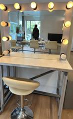 Professionele studio make-up spiegel met tafel – €125, Huis en Inrichting, Woonaccessoires | Spiegels, Ophalen, Gebruikt, 100 tot 150 cm