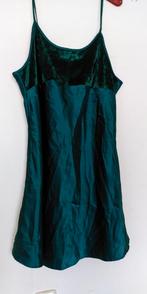 Smaragd groene velvet, satijnen slip-dress, XL, Maat 46/48 (XL) of groter, Ophalen of Verzenden, Zo goed als nieuw, Knielengte