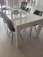 Wit hoogglans eettafel, Huis en Inrichting, Ophalen, Gebruikt, 50 tot 100 cm, Vijf personen of meer