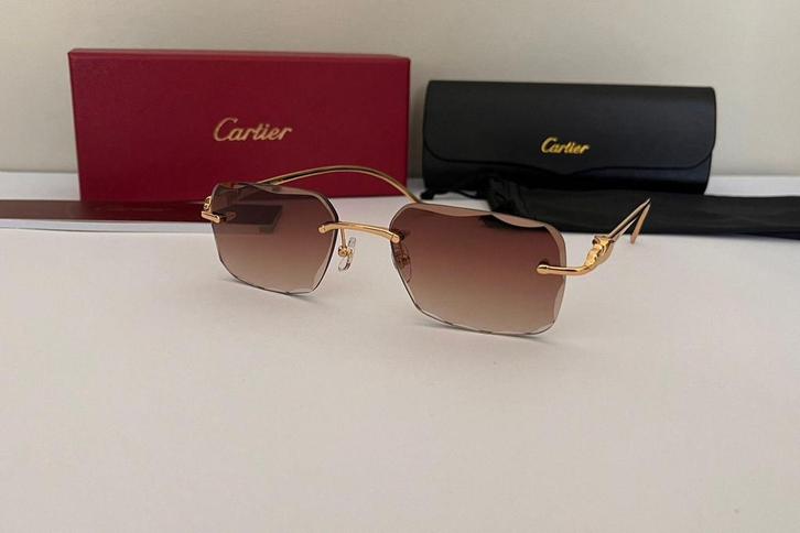 Cartier - Panthere - Bruine Diamond cut glazen + Toebehoren, Sieraden, Tassen en Uiterlijk, Zonnebrillen en Brillen | Heren, Nieuw