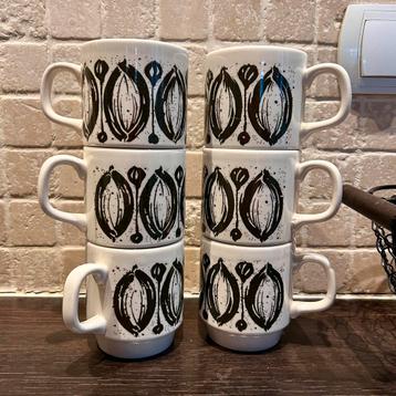 “Set van 6 Biltons mokken – Made in England – Vintage retro beschikbaar voor biedingen