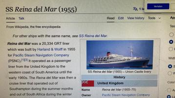 Reina del Mar (1955)  cabinplan Tourist Class  '57 beschikbaar voor biedingen