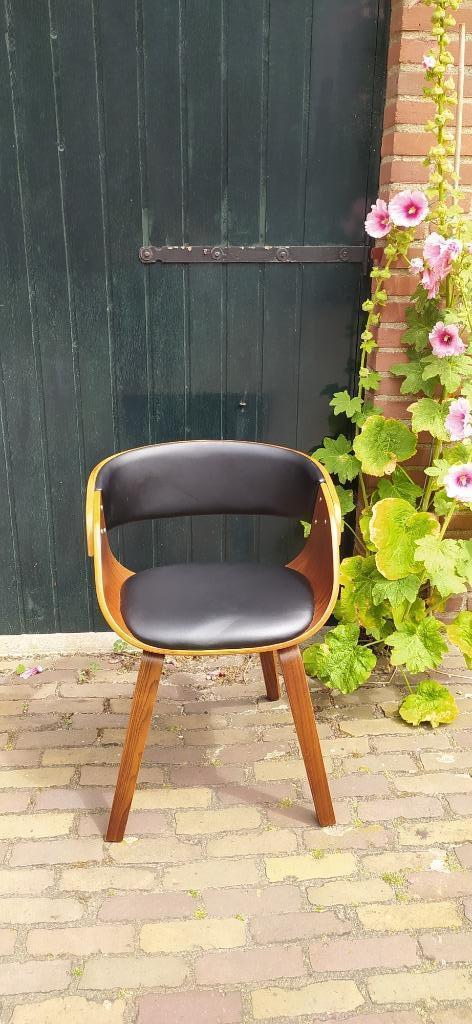 vidaXL - Eetkamerstoel, Huis en Inrichting, Stoelen, Zo goed als nieuw, Twee, Hout, Overige materialen, Bruin, Ophalen of Verzenden