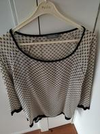 Leuke zwart/witte blouse. Afgewerkt met leren randje., Kleding | Dames, Blouses en Tunieken, Ophalen of Verzenden, Zo goed als nieuw
