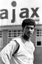 Org z/w foto 20x30 cm Frank Rijkaard stadion De Meer 8-8-'85, Verzenden, Nieuw, Ajax, Poster, Plaatje of Sticker