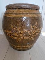grote stenen poten met bloemen motief.  39 cm hoog., Ophalen, Gebruikt, Overige kleuren, Minder dan 50 cm