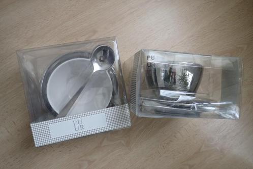2x Soepkom met schotel en lepel, Huis en Inrichting, Keuken | Servies, Nieuw, Kop(pen) en/of Schotel(s), Overige stijlen, Aardewerk