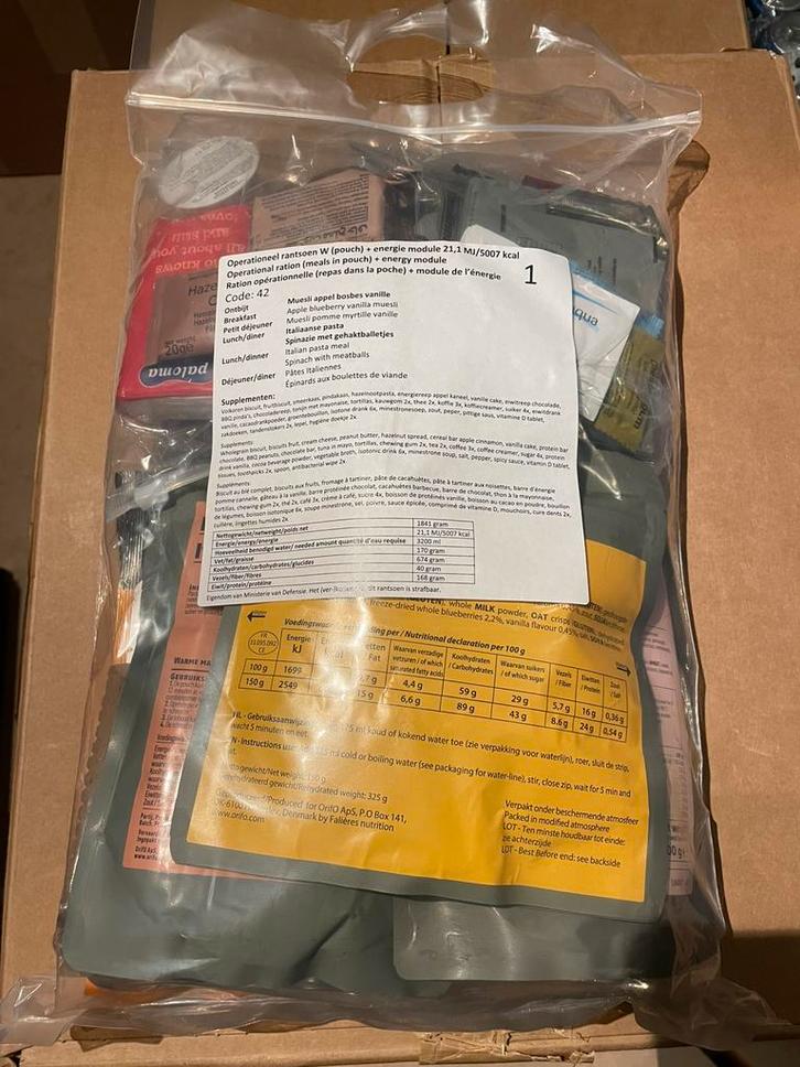 MRE 24u nood rantsoen pakket NL leger, Verzamelen, Militaria | Algemeen, Landmacht, Nederland, Ophalen of Verzenden