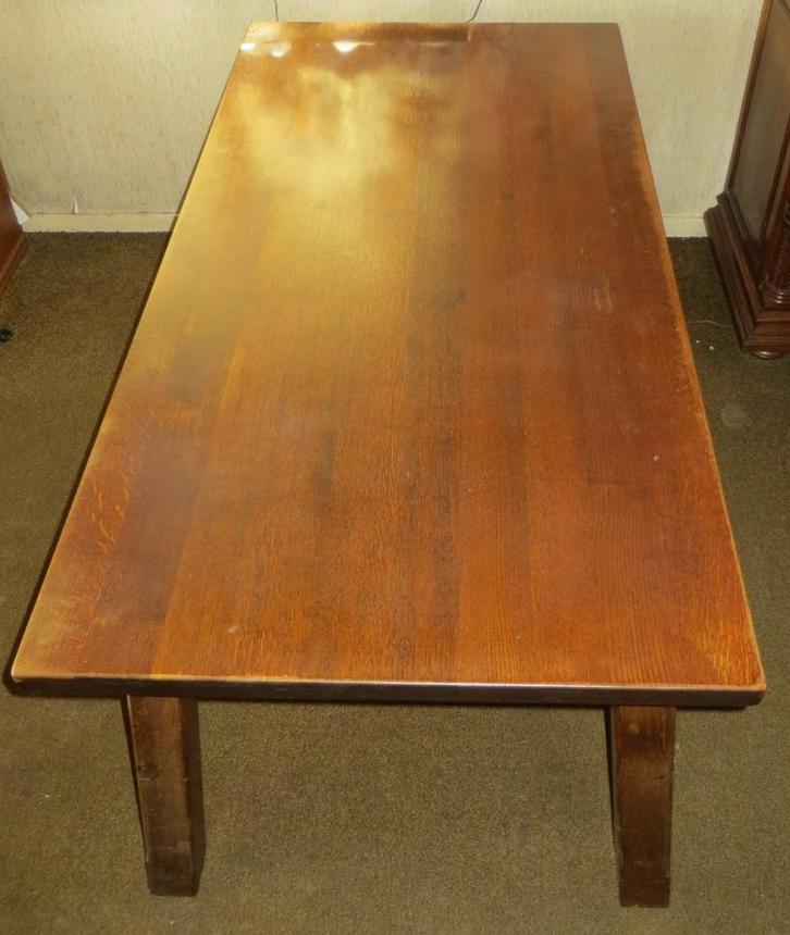 Grote klassieke eiken eettafel. 8 persoons., Huis en Inrichting, Tafels | Eettafels, Gebruikt, 50 tot 100 cm, 200 cm of meer, Vijf personen of meer