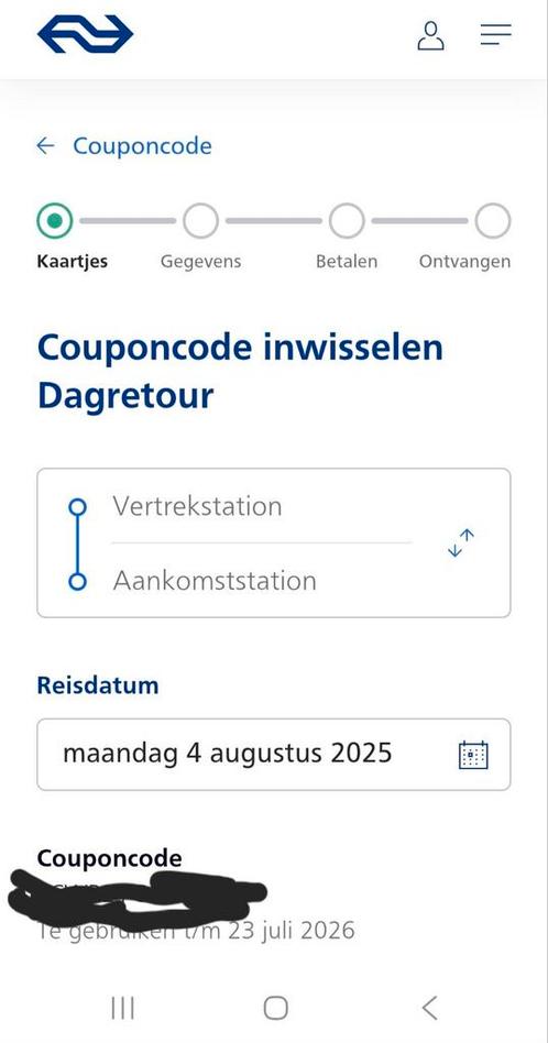 NS dagretour, Tickets en Kaartjes, Trein, Bus en Vliegtuig, Eén persoon, Trein